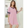 Ekouaer Nightgowns for Women 2 Pack Sleepshirts Short Sleeve Nightshirt V Neck Sleepwear Casual Pajama Dress(Black/Pink)