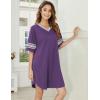 Ekouaer Nightgowns for Women 2 Pack Sleepshirts Short Sleeve Nightshirt V Neck Sleepwear Casual Pajama Dress(Black/Purple)