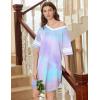 Ekouaer Nightgowns for Women 2 Pack Sleepshirts Short Sleeve Nightshirt V Neck Sleepwear Casual Pajama Dress(Black/Tie Dye)