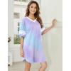 Ekouaer Nightgowns for Women 2 Pack Sleepshirts Short Sleeve Nightshirt V Neck Sleepwear Casual Pajama Dress(Black/Tie Dye)