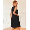 Ekouaer Nightgowns for Women Button Down Sleep Shirts Tank Sleeveless Nightshirt Soft Sleepwear with Pockets(Black)