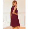 Ekouaer Nightgowns for Women Button Down Sleep Shirts Tank Sleeveless Nightshirt Soft Sleepwear with Pockets(Burgundy)