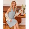 Ekouaer Nightgowns for Women Button Down Sleep Shirts Tank Sleeveless Nightshirt Soft Sleepwear with Pockets(Light Gray)