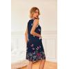 Ekouaer Nightgowns for Women Button Down Sleep Shirts Tank Sleeveless Nightshirt Soft Sleepwear with Pockets(Navy Butterfly)