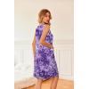 Ekouaer Nightgowns for Women Button Down Sleep Shirts Tank Sleeveless Nightshirt Soft Sleepwear with Pockets(Purple Flower)