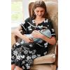 Ekouaer Nightgowns for Women House Dress with Pockets Button Down Sleepshirt Short Sleeve Nightshirt Housecoat S-XXXL(Black Butterfly)
