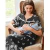 Ekouaer Nightgowns for Women House Dress with Pockets Button Down Sleepshirt Short Sleeve Nightshirt Housecoat S-XXXL(Black Butterfly Flower)