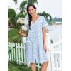 Ekouaer Nightgowns for Women House Dress with Pockets Button Down Sleepshirt Short Sleeve Nightshirt Housecoat S-XXXL(Blue Floral)