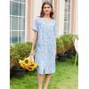 Ekouaer Nightgowns for Women House Dress with Pockets Button Down Sleepshirt Short Sleeve Nightshirt Housecoat S-XXXL(Blue Floral)