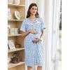 Ekouaer Nightgowns for Women House Dress with Pockets Button Down Sleepshirt Short Sleeve Nightshirt Housecoat S-XXXL(Blue Floral)