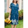 Ekouaer Nightgowns for Women House Dress with Pockets Button Down Sleepshirt Short Sleeve Nightshirt Housecoat S-XXXL(Blue Green Flower)
