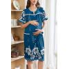 Ekouaer Nightgowns for Women House Dress with Pockets Button Down Sleepshirt Short Sleeve Nightshirt Housecoat S-XXXL(Blue Green Flower)