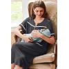 Ekouaer Nightgowns for Women House Dress with Pockets Button Down Sleepshirt Short Sleeve Nightshirt Housecoat S-XXXL(Dark Grey)