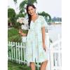 Ekouaer Nightgowns for Women House Dress with Pockets Button Down Sleepshirt Short Sleeve Nightshirt Housecoat S-XXXL(Green Daisy)