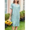 Ekouaer Nightgowns for Women House Dress with Pockets Button Down Sleepshirt Short Sleeve Nightshirt Housecoat S-XXXL(Green Floral)