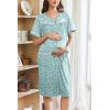 Ekouaer Nightgowns for Women House Dress with Pockets Button Down Sleepshirt Short Sleeve Nightshirt Housecoat S-XXXL(Green Floral)