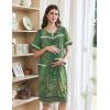 Ekouaer Nightgowns for Women House Dress with Pockets Button Down Sleepshirt Short Sleeve Nightshirt Housecoat S-XXXL(Green Flower)