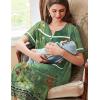 Ekouaer Nightgowns for Women House Dress with Pockets Button Down Sleepshirt Short Sleeve Nightshirt Housecoat S-XXXL(Green Flower)
