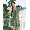 Ekouaer Nightgowns for Women House Dress with Pockets Button Down Sleepshirt Short Sleeve Nightshirt Housecoat S-XXXL(Green Flower)