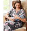 Ekouaer Nightgowns for Women House Dress with Pockets Button Down Sleepshirt Short Sleeve Nightshirt Housecoat S-XXXL(Grey Floral)