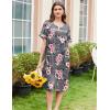 Ekouaer Nightgowns for Women House Dress with Pockets Button Down Sleepshirt Short Sleeve Nightshirt Housecoat S-XXXL(Grey Floral)
