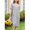 Ekouaer Nightgowns for Women House Dress with Pockets Button Down Sleepshirt Short Sleeve Nightshirt Housecoat S-XXXL(Grey Srtiped)