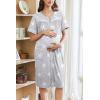 Ekouaer Nightgowns for Women House Dress with Pockets Button Down Sleepshirt Short Sleeve Nightshirt Housecoat S-XXXL(Grey Stars)