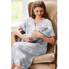 Ekouaer Nightgowns for Women House Dress with Pockets Button Down Sleepshirt Short Sleeve Nightshirt Housecoat S-XXXL(Grey Stars)