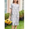 Ekouaer Nightgowns for Women House Dress with Pockets Button Down Sleepshirt Short Sleeve Nightshirt Housecoat S-XXXL(Grey Stars)