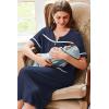Ekouaer Nightgowns for Women House Dress with Pockets Button Down Sleepshirt Short Sleeve Nightshirt Housecoat S-XXXL(Navy)