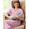 Ekouaer Nightgowns for Women House Dress with Pockets Button Down Sleepshirt Short Sleeve Nightshirt Housecoat S-XXXL(Pink Floral)