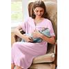 Ekouaer Nightgowns for Women House Dress with Pockets Button Down Sleepshirt Short Sleeve Nightshirt Housecoat S-XXXL(Pink Striped)