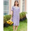 Ekouaer Nightgowns for Women House Dress with Pockets Button Down Sleepshirt Short Sleeve Nightshirt Housecoat S-XXXL(Purple Dots)