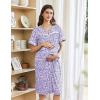 Ekouaer Nightgowns for Women House Dress with Pockets Button Down Sleepshirt Short Sleeve Nightshirt Housecoat S-XXXL(Purple Dots)