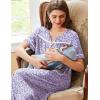 Ekouaer Nightgowns for Women House Dress with Pockets Button Down Sleepshirt Short Sleeve Nightshirt Housecoat S-XXXL(Purple Dots)