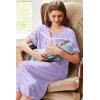 Ekouaer Nightgowns for Women House Dress with Pockets Button Down Sleepshirt Short Sleeve Nightshirt Housecoat S-XXXL(Purple Floral)