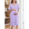 Ekouaer Nightgowns for Women House Dress with Pockets Button Down Sleepshirt Short Sleeve Nightshirt Housecoat S-XXXL(Purple Floral)