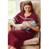 Ekouaer Nightgowns for Women House Dress with Pockets Button Down Sleepshirt Short Sleeve Nightshirt Housecoat S-XXXL(Wine Red)
