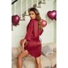 Ekouaer Satin Nightgowns for Women Silk Sleepwear Button Down Sleepshirt 3/4 Sleeve V-Neck Nightshirts with Pockets(01 Wine Red)