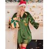 Ekouaer Satin Nightgowns for Women Silk Sleepwear Button Down Sleepshirt 3/4 Sleeve V-Neck Nightshirts with Pockets(Army Green)