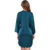 Ekouaer Satin Nightgowns for Women Silk Sleepwear Button Down Sleepshirt 3/4 Sleeve V-Neck Nightshirts with Pockets(Blue Green)