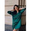 Ekouaer Satin Nightgowns for Women Silk Sleepwear Button Down Sleepshirt 3/4 Sleeve V-Neck Nightshirts with Pockets(Dark Green)