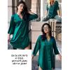 Ekouaer Satin Nightgowns for Women Silk Sleepwear Button Down Sleepshirt 3/4 Sleeve V-Neck Nightshirts with Pockets(Dark Green)
