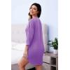 Ekouaer Satin Nightgowns for Women Silk Sleepwear Button Down Sleepshirt 3/4 Sleeve V-Neck Nightshirts with Pockets(Light Purple)