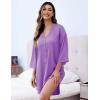 Ekouaer Satin Nightgowns for Women Silk Sleepwear Button Down Sleepshirt 3/4 Sleeve V-Neck Nightshirts with Pockets(Light Purple)