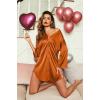 Ekouaer Satin Nightgowns for Women Silk Sleepwear Button Down Sleepshirt 3/4 Sleeve V-Neck Nightshirts with Pockets(Orange)