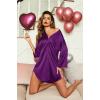 Ekouaer Satin Nightgowns for Women Silk Sleepwear Button Down Sleepshirt 3/4 Sleeve V-Neck Nightshirts with Pockets(Purple)