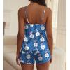 Ekouaer Satin Pajama Sets for Women 2 Piece Silky Cami Pj Set Soft Nightwear Lingerie Sleepwear Set(Blue Flowers Leopard)