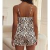 Ekouaer Satin Pajama Sets for Women 2 Piece Silky Cami Pj Set Soft Nightwear Lingerie Sleepwear Set(Brown Leopard)