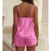 Ekouaer Satin Pajama Sets for Women 2 Piece Silky Cami Pj Set Soft Nightwear Lingerie Sleepwear Set(Hot Pink Leopard)
